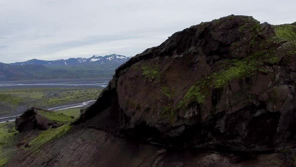 The Landscape of Thorsmork in Highland of Iceland From Drone Aerial View