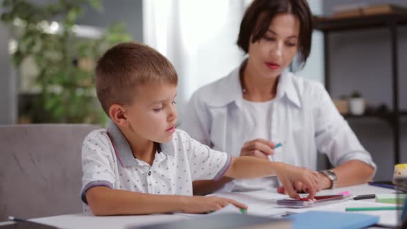 Mother Drawing with Son