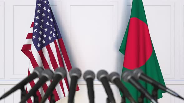 Flags of the United States and Bangladesh at International Meeting