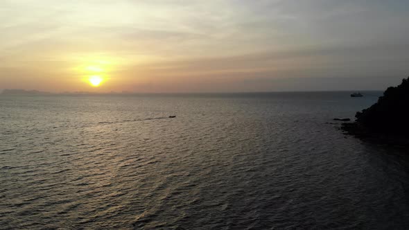 Beautiful from high view of sunset around sea