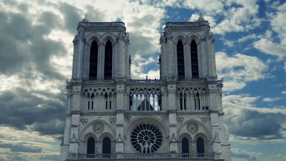 Notre Dame Cathedral With Passing Clouds