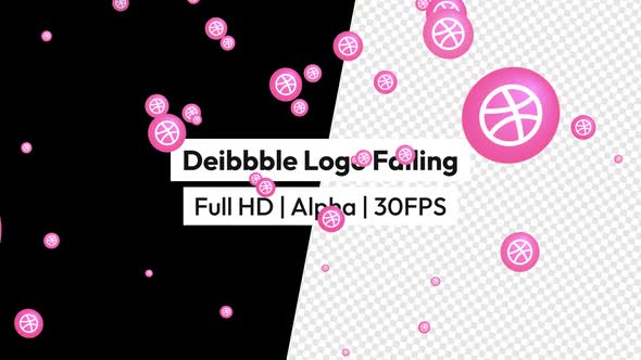 Dribbble Logo Icon Falling with Alpha