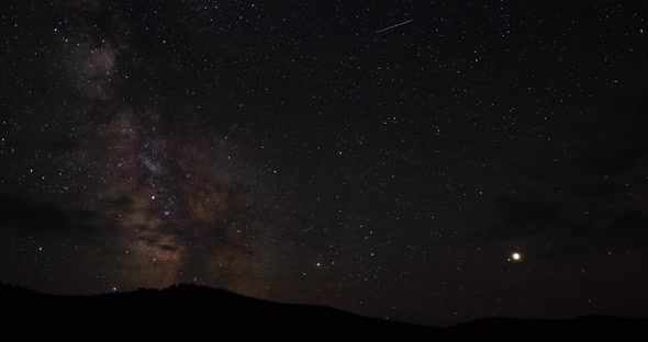 Time-lapse of milky way stars over mountain tops.