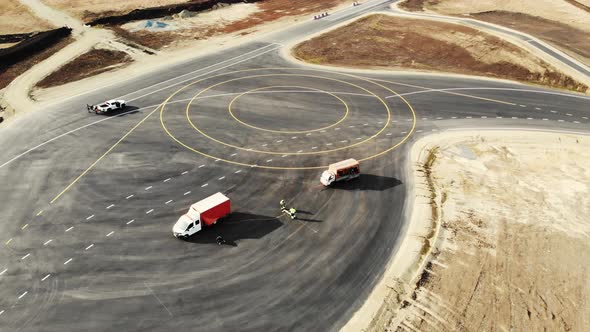 Aerial View of Completion of Road Construction of Testing Ground for Cars