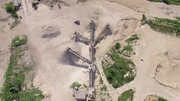 Aerial view of a conveyor belt