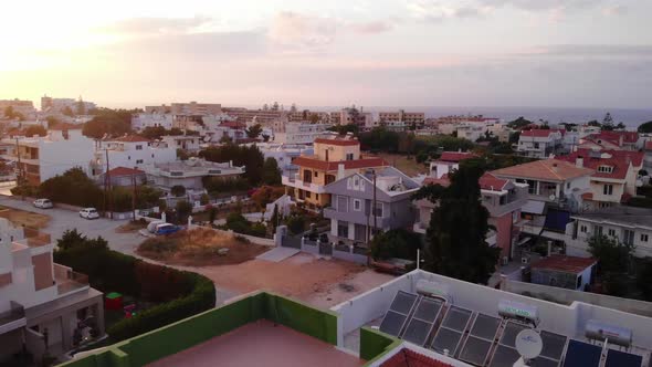 Aerial View Of Holiday Apartments In Ialysos Town, Rhodes, Greece - drone shot