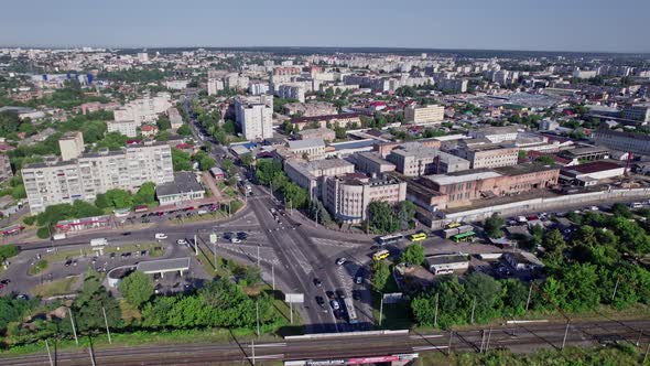 Traffic on the Road Junction in City