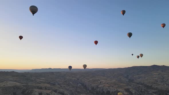 Cappadocia, Turkey : Balloons in the Sky. Aerial View