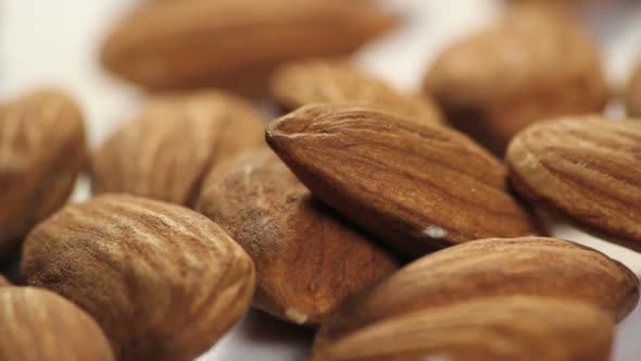 Almonds rotating close up studio