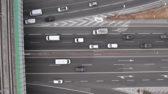Aerial View of Car Traffic Jam on Highway
