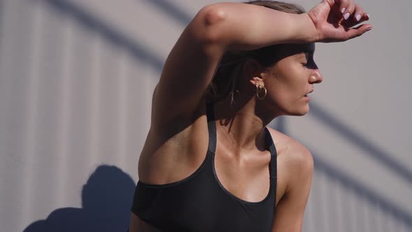 Cinematic action footage of a sport woman training