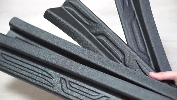 Closeup Plastic Door Sills Plastic Has a Shagreen Structure Car Parts and Accessories