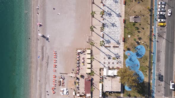 Aerial View of the Beach at the Seaside Resort Town. Turkey