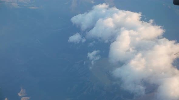 Cloudy mountains seen from high above