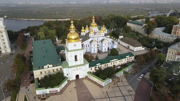 St. Michael's Golden-Domed Monastery in Kyiv, Ukraine. Slow Motion, Kiev