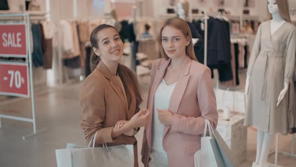 Portrait of Happy Female Friends Shopping