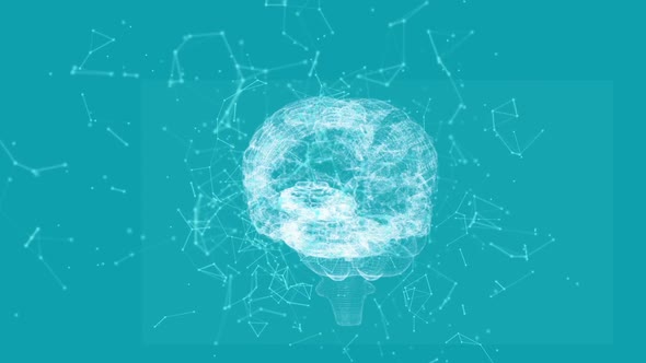 Brain with polygonal connecting dots and lines  alt