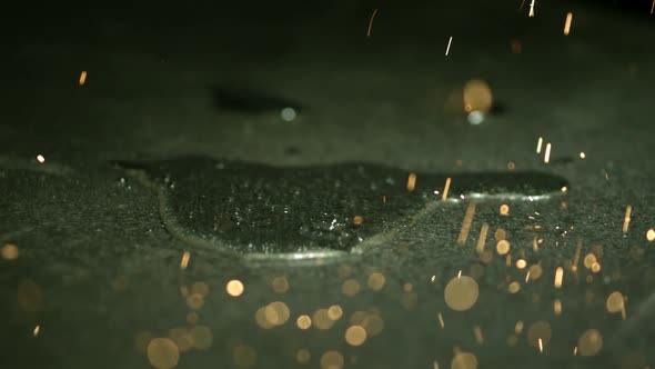 Sparks in ultra slow motion 1500fps on a reflective surface - SPARKS PHANTOM 030