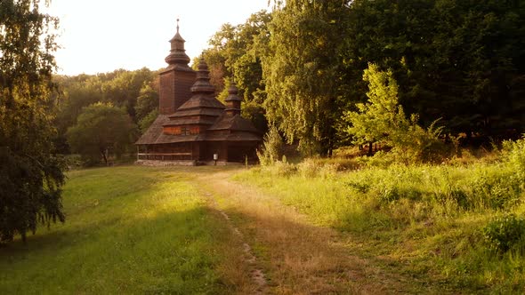 Dark Spooky Orthodox Church in a Forest