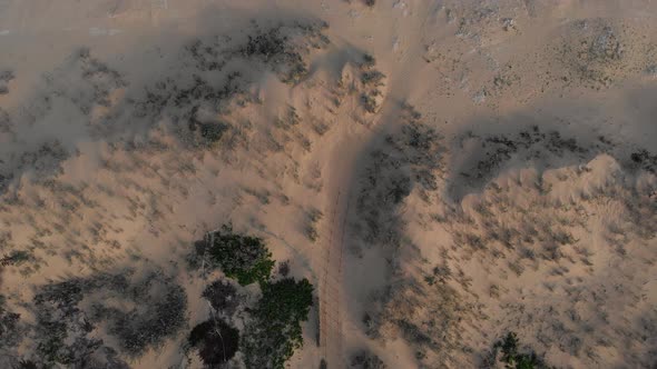 Beautiful cinematic top down drone aerial of Matadouro beach in Porto Santo