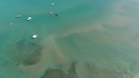 Kolimpithres beach on Paros island in the Cyclades in Greece viewed from the sky