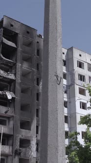 Vertical Video of a House Destroyed By the War in Ukraine