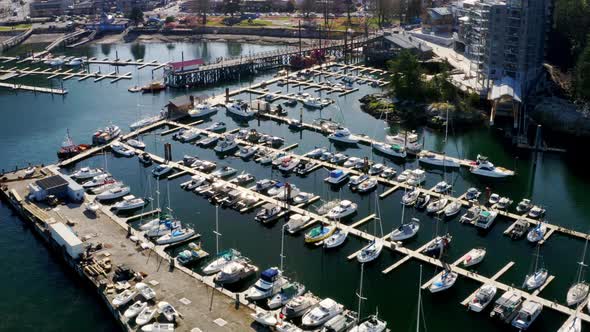 Marine Vessels Moored At The Horseshoe Bay Public Dock In Howe Sound, British Columbia, Canada. aeri