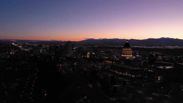 Salt Lake City in Evening Twilight