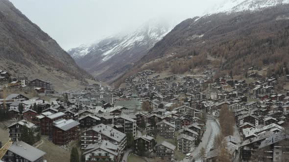 Aerial View of Zermatt in Switzerland in Autumn