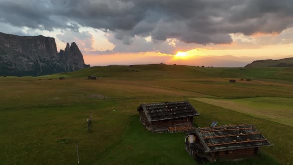 Dolomites mountains on a beautiful sunset