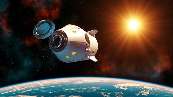 Commercial Spacecraft Opens Docking Hatch In The Rays Of Sun