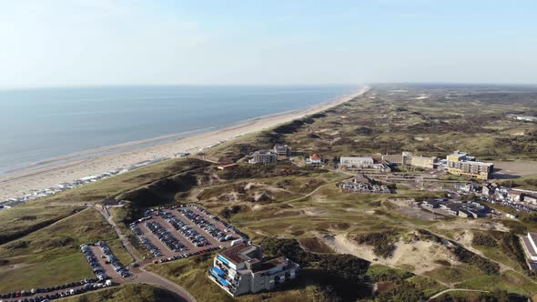 Coastal resort town of Wijk aan Zee, Holland. Beautiful sand beach and dunes