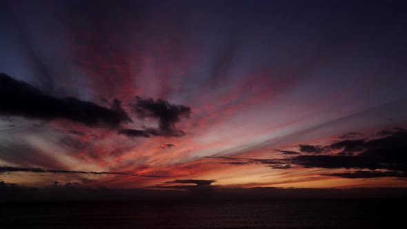 Early Morning, Sunrise Over Sea. Timelapse