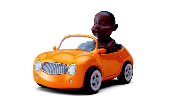 Fun 3D cartoon of a baby driving