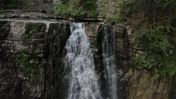 Waterfall on the Mountain River Carpathians