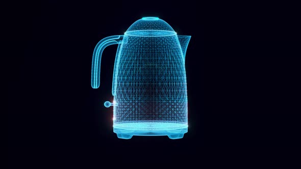 electric kettle hologram Rotating 4k
