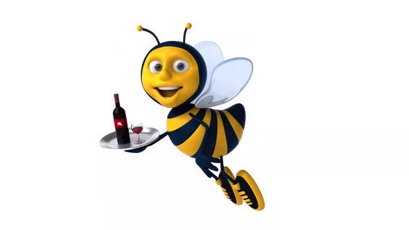 Fun 3D cartoon bee animation with alpha