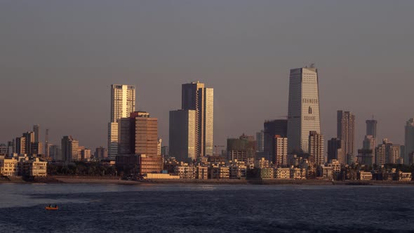 Timelapse of large modern seafacing office building Mumbai