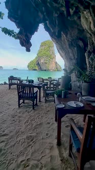 Railay Beach Krabi Thailand Tropical Beach of Railay Krabi Drone Aerial View of Panoramic View of