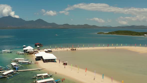 Tropical Island with Sandy Beach. Palawan, Philippines