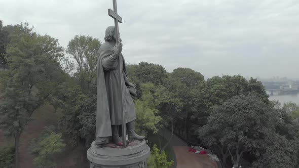 Monument To Volodymyr the Great. Kyiv. Ukraine. Aerial View