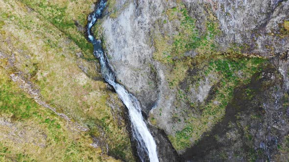 Aerial view of a river streaming along the valley, Alaska, United States.