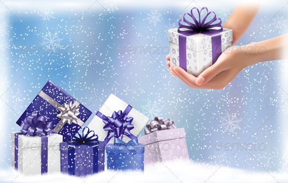 Christmas Background with Gift Boxes