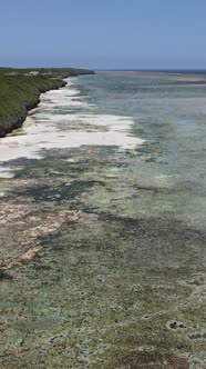 Tanzania  Vertical Video of Low Tide in the Ocean Near the Coast of Zanzibar Slow Motion