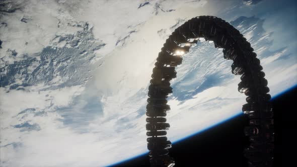 Futuristic Space Station on Earth Orbit