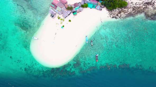 Aerial Top-down above white beach sand and sea water clear In tropical sea Phuket Thailand. Nature a