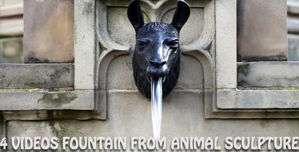 4 Videos - Fountain From Animal Sculpture