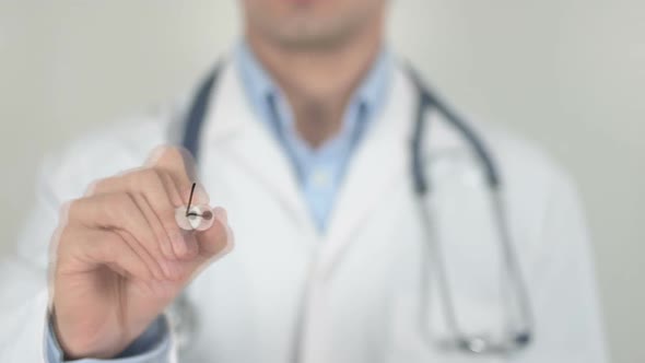 Lung Cancer Doctor Writing on Screen