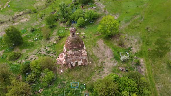 Flight Over the Ancient Ruined Temple