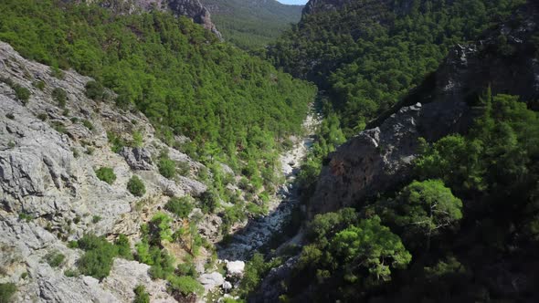 Aerial Landscape of Famous Lycian Way in Turkey with Its High Green Mountains and Canyons